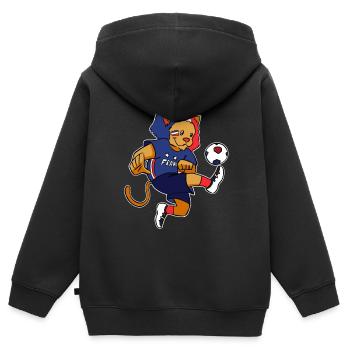 Supporter équipe de france coupe du monde football - Sweat Premium à capuche zippé enfant bio - noir - Dos - AI Model Kid Male (0cm)
