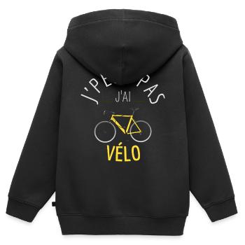 J'Peux Pas J'Ai Vélo - Sweat Premium à capuche zippé enfant bio - noir - Dos - AI Model Kid Male (0cm)