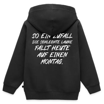 So ein Zufall die schlechte Laune fällt auf Montag - Kinder Premium Organic Zip Hoodie - Schwarz - Hinten - AI Model Kid Male (0cm)