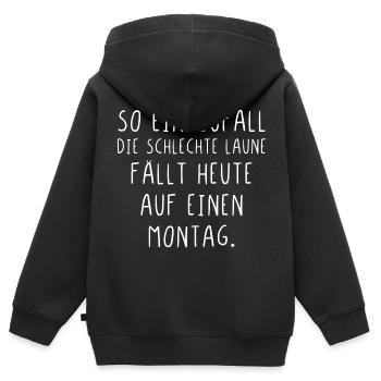 So ein Zufall die schlechte Laune fällt auf Montag - Kinder Premium Organic Zip Hoodie - Schwarz - Hinten - AI Model Kid Male (0cm)
