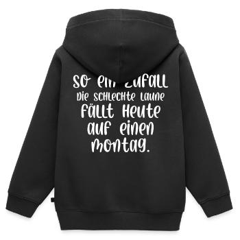 So ein Zufall die schlechte Laune fällt auf Montag - Kinder Premium Organic Zip Hoodie - Schwarz - Hinten - AI Model Kid Male (0cm)