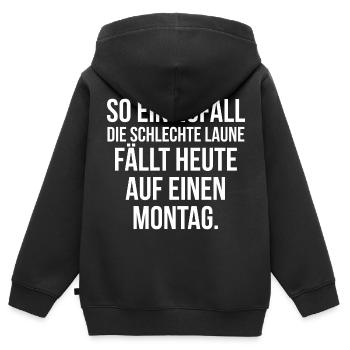 So ein Zufall die schlechte Laune fällt auf Montag - Kinder Premium Organic Zip Hoodie - Schwarz - Hinten - AI Model Kid Male (0cm)