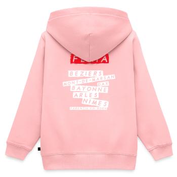 Feria en France - Sweat Premium à capuche zippé enfant bio - rose - Dos - AI Model Kid Female (0cm)