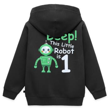 Chemise d’anniversaire 1 an Robot bébé garçon filles - Sweat Premium à capuche zippé enfant bio - noir - Dos - AI Model Kid Male (0cm)