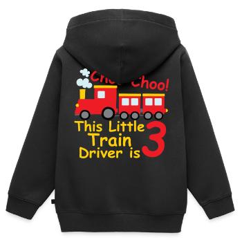 Birthday Shirt 3 year Railway Locomotive Baby Boy - Kids Premium Organic Zip-up Hoodie - black - Back - AI Model Kid Male (0cm)