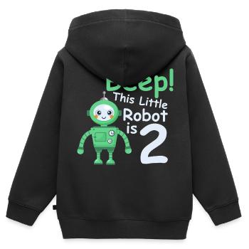Chemise d’anniversaire 2 ans Robot Bébé Garçon Filles - Sweat Premium à capuche zippé enfant bio - noir - Dos - AI Model Kid Male (0cm)