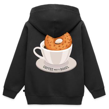 Coffee meets Bagel - Kinder Premium Organic Zip Hoodie - Schwarz - Hinten - AI Model Kid Male (0cm)