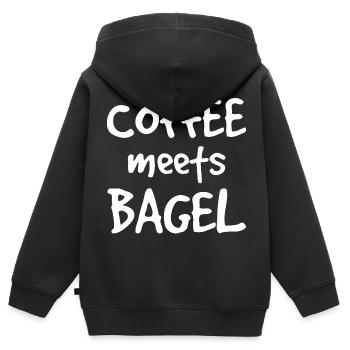 Le café rencontre Bagel - Sweat Premium à capuche zippé enfant bio - noir - Dos - AI Model Kid Male (0cm)