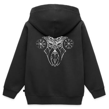 Keltisches Wikinger-Symbol - Kinder Premium Organic Zip Hoodie - Schwarz - Hinten - AI Model Kid Male (0cm)