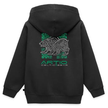 Artio - Keltischer Bär ornamentale Komposition - Kinder Premium Organic Zip Hoodie - Schwarz - Hinten - AI Model Kid Male (0cm)