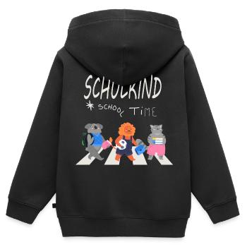 Back to school - Kids Premium Organic Zip-up Hoodie - black - Back - AI Model Kid Male (0cm)