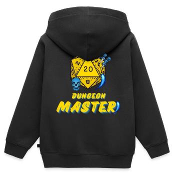 D20 Aventures JDR Maître du Jeu - Sweat Premium à capuche zippé enfant bio - noir - Dos - AI Model Kid Male (0cm)