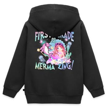 first grad is merma zing Girls Boys Teacher Team - Kids Premium Organic Zip-up Hoodie - black - Back - AI Model Kid Male (0cm)