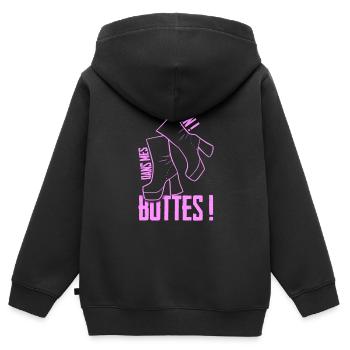 Bien dans mes bottes ! - Sweat Premium à capuche zippé enfant bio - noir - Dos - AI Model Kid Male (0cm)