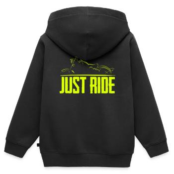 Chopper - just ride - Sweat Premium à capuche zippé enfant bio - noir - Dos - AI Model Kid Male (0cm)