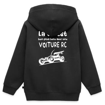 La vie est bien plus belle avec une voiture RC - Sweat Premium à capuche zippé enfant bio - noir - Dos - AI Model Kid Male (0cm)