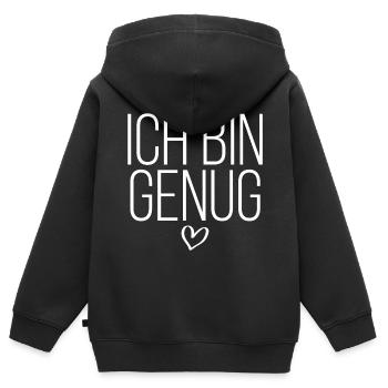 Ich bin genug - Kinder Premium Organic Zip Hoodie - Schwarz - Hinten - AI Model Kid Male (0cm)