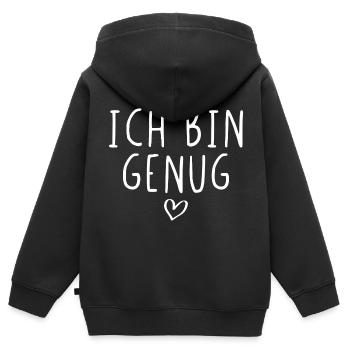 Ich bin genug - Kinder Premium Organic Zip Hoodie - Schwarz - Hinten - AI Model Kid Male (0cm)