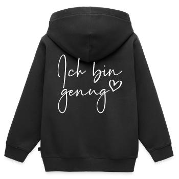 Ich bin genug - Kinder Premium Organic Zip Hoodie - Schwarz - Hinten - AI Model Kid Male (0cm)