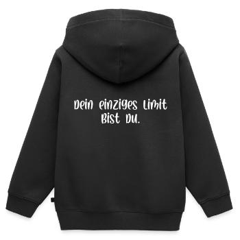 Dein einziges Limit bist du - Kinder Premium Organic Zip Hoodie - Schwarz - Hinten - AI Model Kid Male (0cm)
