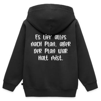 Es lief alles nach Plan aber der Plan war Mist - Kinder Premium Organic Zip Hoodie - Schwarz - Hinten - AI Model Kid Male (0cm)