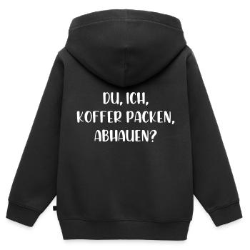 Du ich Koffer packen abhauen - Kinder Premium Organic Zip Hoodie - Schwarz - Hinten - AI Model Kid Male (0cm)