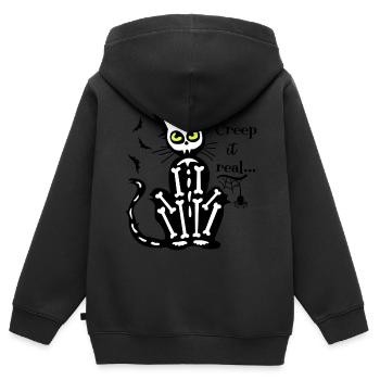 Kriechen Sie Es Echte Skelettkatze - Kinder Premium Organic Zip Hoodie - Schwarz - Hinten - AI Model Kid Male (0cm)