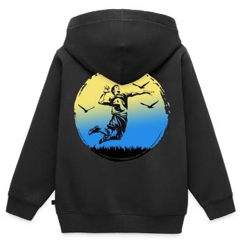 VOLLEYBALL Volleyballer SCHMETTERBALL Auszeit - Kinder Premium Organic Zip Hoodie - Schwarz - Hinten - AI Model Kid Male (0cm)