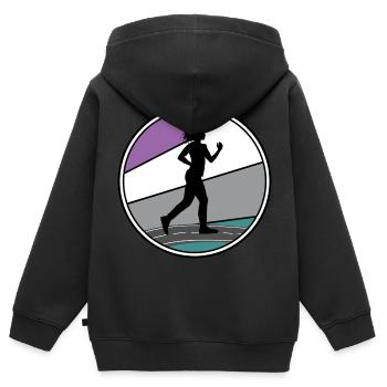 Sportgehen Geher Trail Marathon Geherin - Kinder Premium Organic Zip Hoodie - Schwarz - Hinten - AI Model Kid Male (0cm)