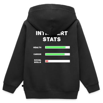Statistiques introverties, vie jeux vidéo drôles - Sweat Premium à capuche zippé enfant bio - noir - Dos - AI Model Kid Male (0cm)