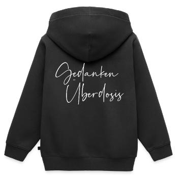 Gedanken Überdosis - Kinder Premium Organic Zip Hoodie - Schwarz - Hinten - AI Model Kid Male (0cm)