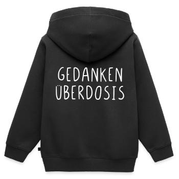 Gedanken Überdosis - Kinder Premium Organic Zip Hoodie - Schwarz - Hinten - AI Model Kid Male (0cm)