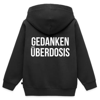 Gedanken Überdosis - Kinder Premium Organic Zip Hoodie - Schwarz - Hinten - AI Model Kid Male (0cm)