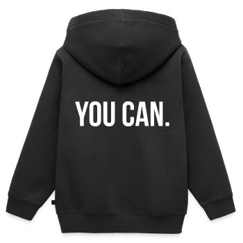 You can - Kinder Premium Organic Zip Hoodie - Schwarz - Hinten - AI Model Kid Male (0cm)