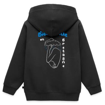 Willkommen in der Bretagne - Kinder Premium Organic Zip Hoodie - Schwarz - Hinten - AI Model Kid Male (0cm)