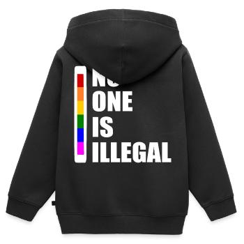 No one is illegal - Sweat Premium à capuche zippé enfant bio - noir - Dos - AI Model Kid Male (0cm)