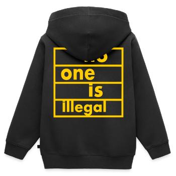 No one is illegal - Sweat Premium à capuche zippé enfant bio - noir - Dos - AI Model Kid Male (0cm)