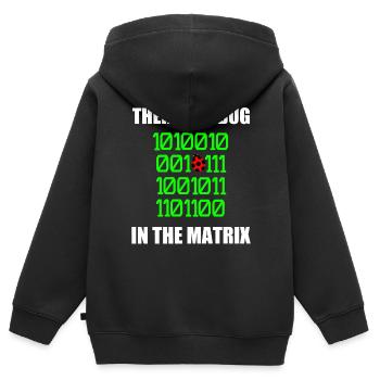Es gibt einen Fehler in Matrix Marienkäfer Wortspiel, binär - Kinder Premium Organic Zip Hoodie - Schwarz - Hinten - AI Model Kid Male (0cm)