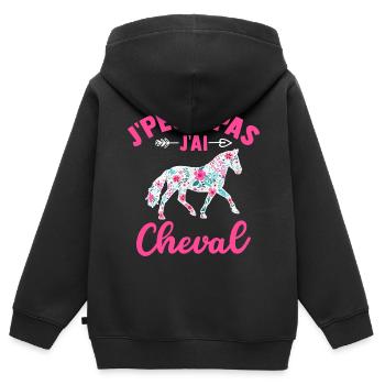 j'peux pas j'ai cheval t-shirt cavalière - Sweat Premium à capuche zippé enfant bio - noir - Dos - AI Model Kid Male (0cm)