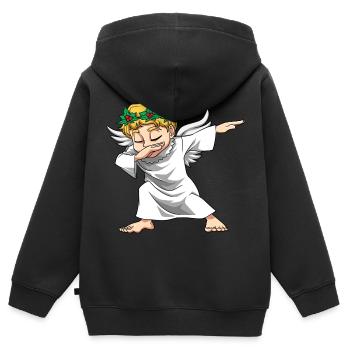 Christkind Weihnacht für Männer, Frauen und - Kinder Premium Organic Zip Hoodie - Schwarz - Hinten - AI Model Kid Male (0cm)
