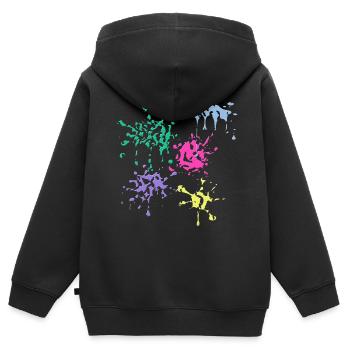 klecks farb - Kinder Premium Organic Zip Hoodie - Schwarz - Hinten - AI Model Kid Male (0cm)