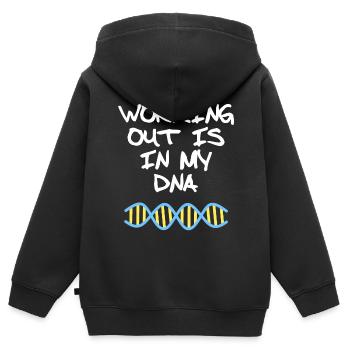 Working out is in my DNA fitness quote - Kids Premium Organic Zip-up Hoodie - black - Back - AI Model Kid Male (0cm)