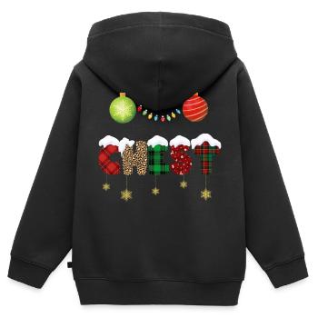 Nüsse Kastanien Weihnachtspaare Passen - Kinder Premium Organic Zip Hoodie - Schwarz - Hinten - AI Model Kid Male (0cm)