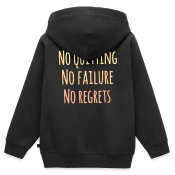 Pas d’abandon. Pas d’échec. Aucun regret. Insoirationnel - Sweat Premium à capuche zippé enfant bio - noir - Dos - AI Model Kid Male (0cm)