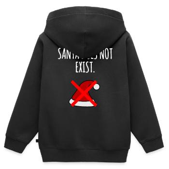 Le Père Noël n’existe pas : Noël Père Noël croyant - Sweat Premium à capuche zippé enfant bio - noir - Dos - AI Model Kid Male (0cm)