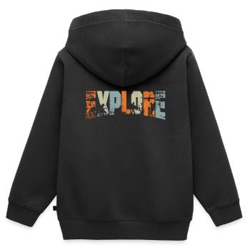Untersucht - Kinder Premium Organic Zip Hoodie - Schwarz - Hinten - AI Model Kid Male (0cm)