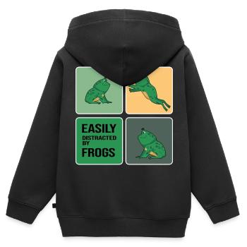 Frosch Froschsammlung Frog-Party - Kinder Premium Organic Zip Hoodie - Schwarz - Hinten - AI Model Kid Male (0cm)