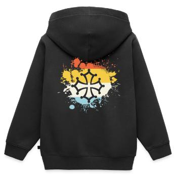 Croix Occitanie Splash Art - Kinder Premium Organic Zip Hoodie - Schwarz - Hinten - AI Model Kid Male (0cm)