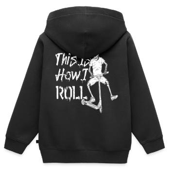 Stunt Scooter - Kinder Premium Organic Zip Hoodie - Schwarz - Hinten - AI Model Kid Male (0cm)