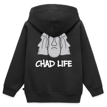 Chad Life : Giga Chad Moai Statue - Kinder Premium Organic Zip Hoodie - Schwarz - Hinten - AI Model Kid Male (0cm)
